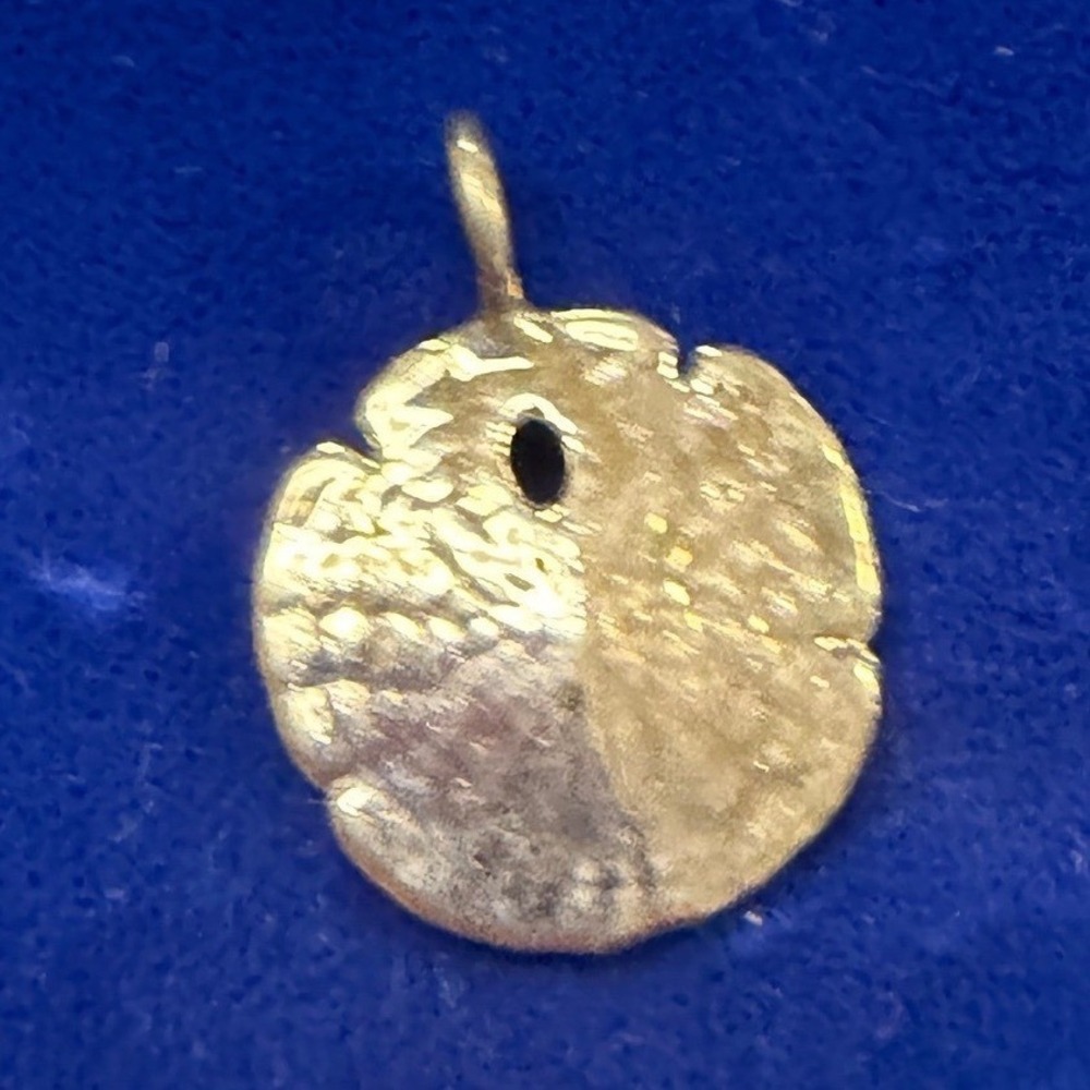 Vintage Sand Dollar Charm Pendant Textured Gold Tone Beach Nautical Jewelry